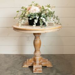 Natural Wood Pedestal Accent Table