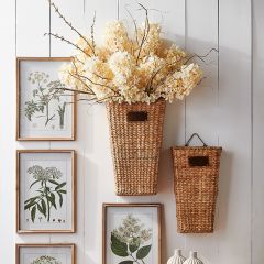 Natural Woven Hanging Wall Basket Set of 2