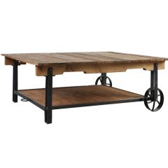 Metal and Wood Oversized Coffee Table