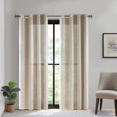 Neutral Cotton Curtain Panel With Removable Liner 95 Inch Set of 2