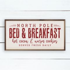 North Pole Bed and Breakfast Red White Sign