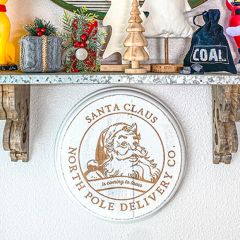 North Pole Delivery Co Wood Medallion Wall Sign