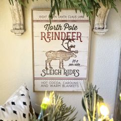 North Pole Reindeer Sign