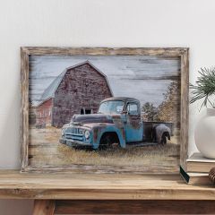 Old Blue Truck Rustic Framed Wall Art