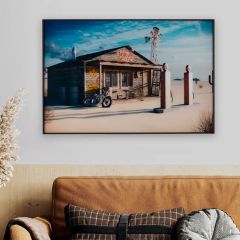 Old Town Gas Station Tempered Glass Print Wall Art