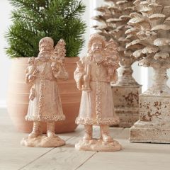 Old World Santa Holding Tree Figurine Set of 2
