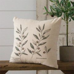 Olive Branch Cotton Throw Pillow