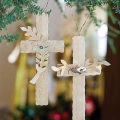 Olive Leaf Gold Cross Ornament Set of 2