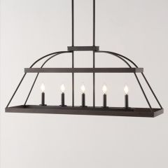 Open Frame 5 Bulb Linear Chandelier