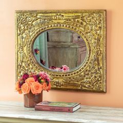 Ornate Elegance Rosette Carved Wood Framed Mirror