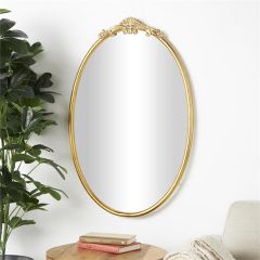 Ornate Gold Metal Oval Wall Mirror