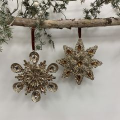 Ornate Jeweled Snowflake Ornaments Set of 2