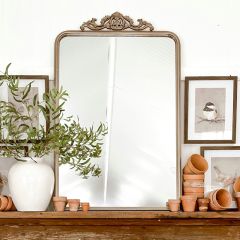 Ornate Top Simple Metal Wall Mirror
