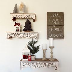 Ornate Wood Wall Shelf Set of 3