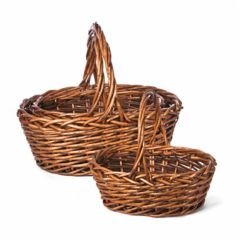 Oval Handled Willow Basket Set of 3