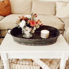 OVERSIZED Distressed Finish Metal Tray