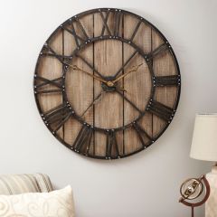 Oversized Round Barnwood Wall Clock