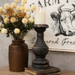 Painted Black Pillar Candle Stand