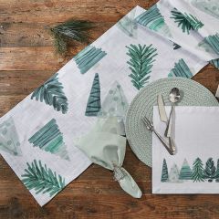 Painted Holiday Trees Table Runner