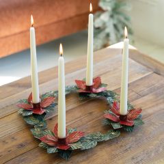 Painted Metal Poinsettia Candle Wreath
