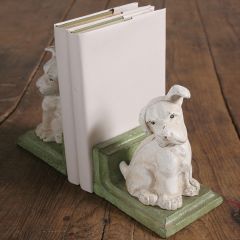 Painted Puppy Cast Iron Bookends