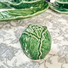 Painted Stoneware Cabbage Leaf Collection Salt and Pepper Shaker Set