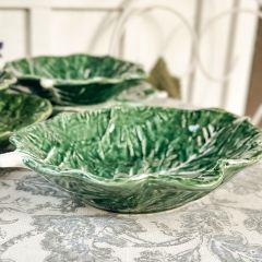 Painted Stoneware Cabbage Leaf Collection Bowl Set of 4
