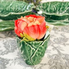 Painted Stoneware Cabbage Leaf Planter Pot