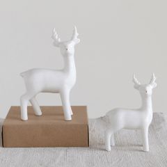 Pale Winter Deer Figurine 5 Inch Set of 2