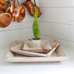 Pale Wood Farmhouse Tray Set of 3