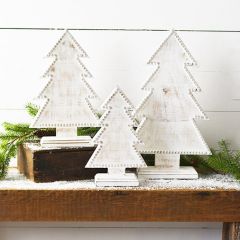 Pale Wood Tabletop Christmas Tree, Set of 3
