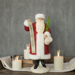Paper Mache Santa With List Tabletop Decor