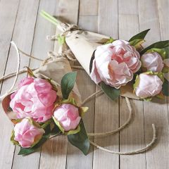 Paper Wrapped Blush Peony Bouquet Set of 2