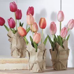 Paper Wrapped Faux Potted Tulips Set of 3