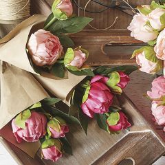 Paper Wrapped Peony Bouquet Set of 3