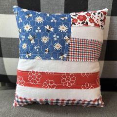 Patriotic Multi Print Fabric Throw Pillow