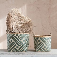 Patterned Bamboo Nesting Baskets Set of 2