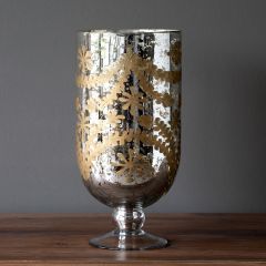 Patterned Mercury Glass Footed Hurricane