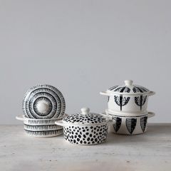 Patterned Mini Baker With Lid Set of 4