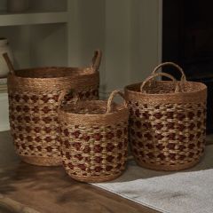 Patterned Seagrass Basket Set of 3