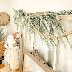 Paulownia Wood Bead Garland With Jute Tassel