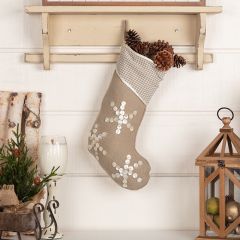 Pearl Button Snowflakes Stocking 15 Inch