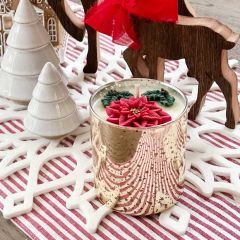 Peppermint Scented Poinsettia Jar Candle