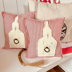 Peppermint Stripe Quilted Church Accent Pillow