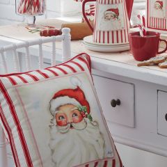 Peppermint Striped Santa Accent Pillow