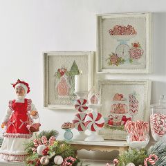 Peppermint Sweets Textured Wall Print Set of 3