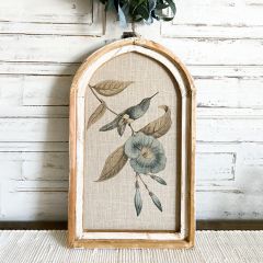 Perched Hummingbird Framed Linen Wall Art