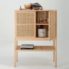 Pine Cabinet With Rattan