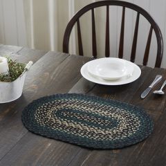 Pine Green Braided Jute Oval Placemat