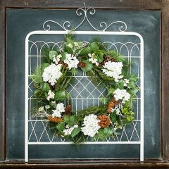 Pine Wreath With Berries and Hydrangeas